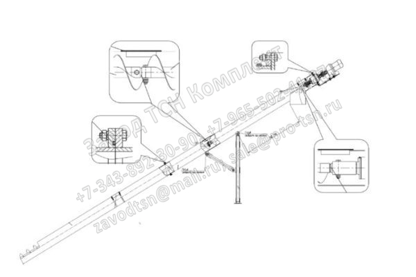 Транспортер шнековый наклонный ТШН-300 чертеж